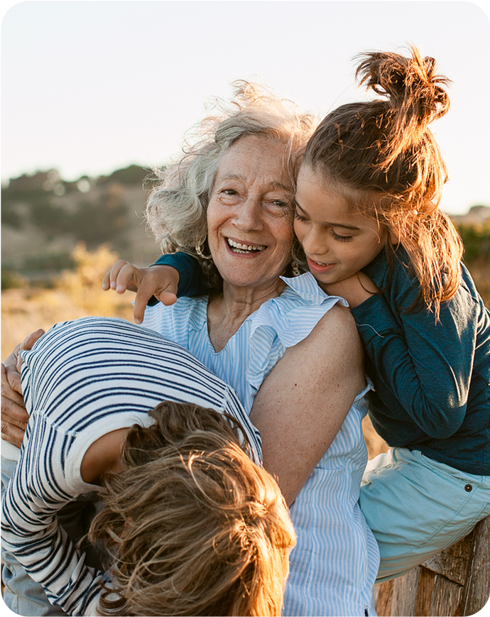 Family embracing across generations